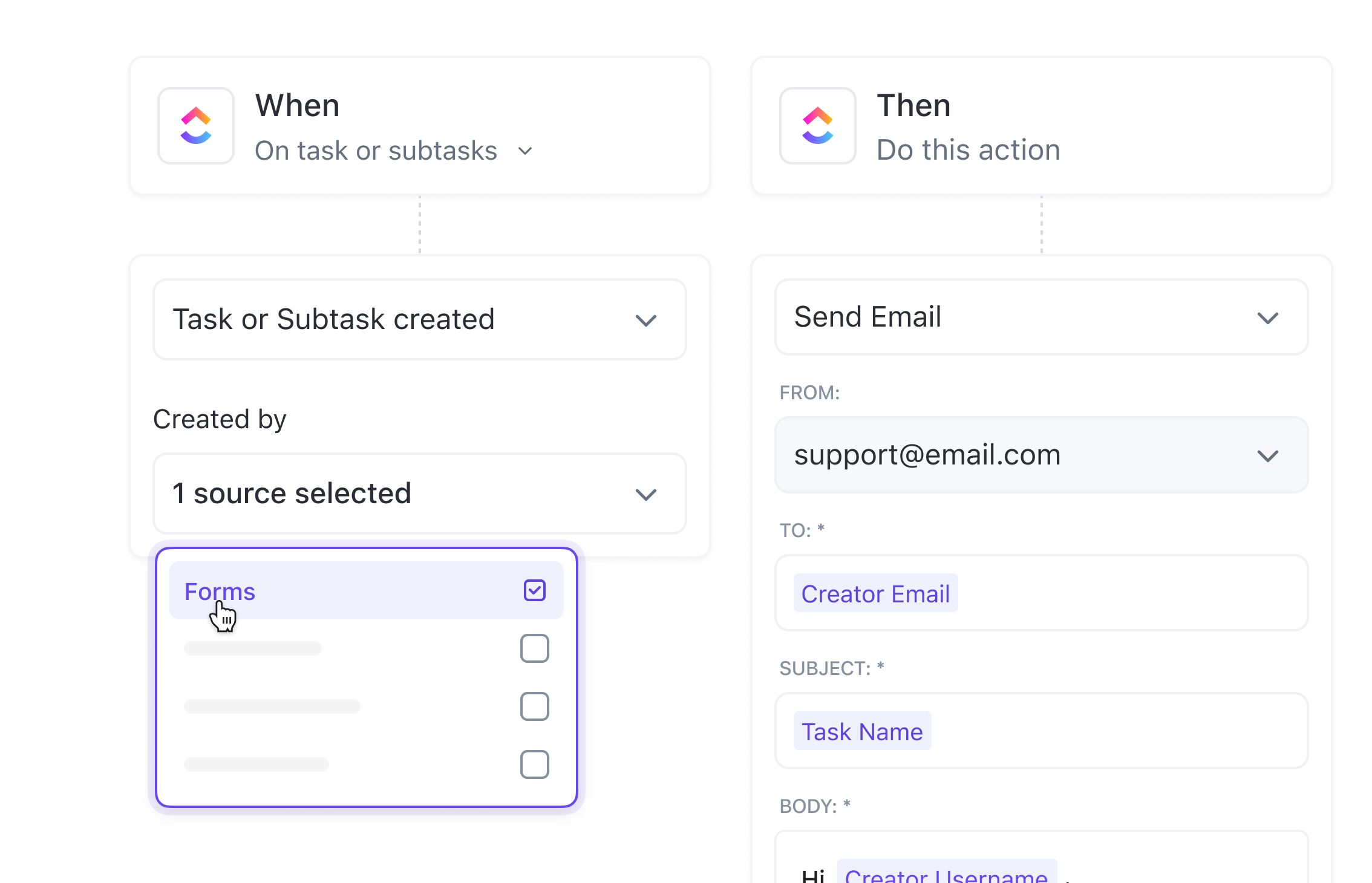 Automations view